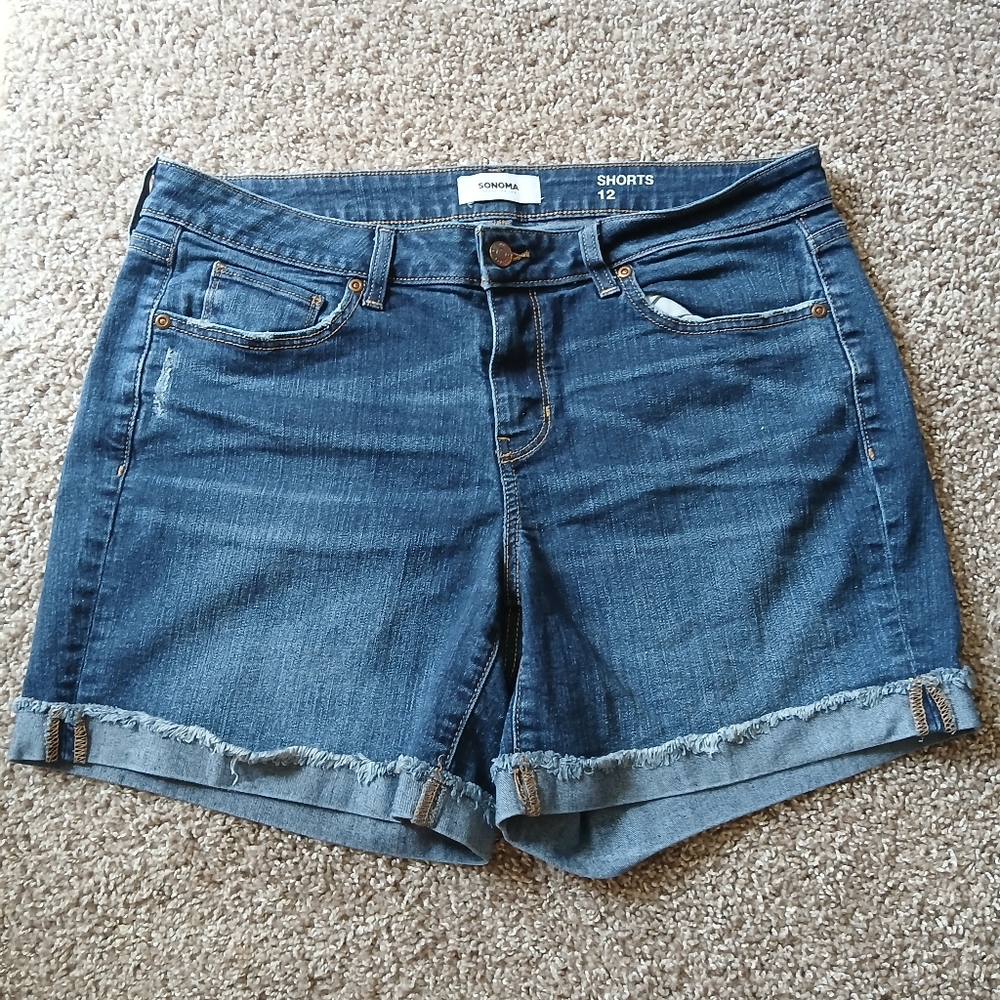 Sonoma Women’s Blue Denim Shorts Size 12 | Cuffed Hem
